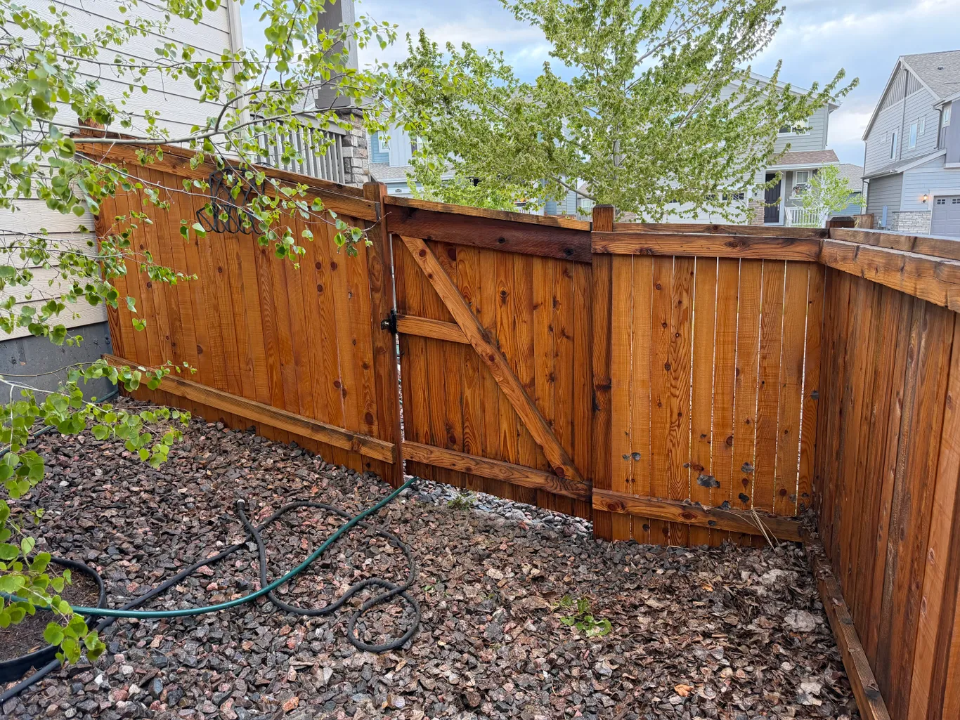 Deck after restoration — rich warm stain
